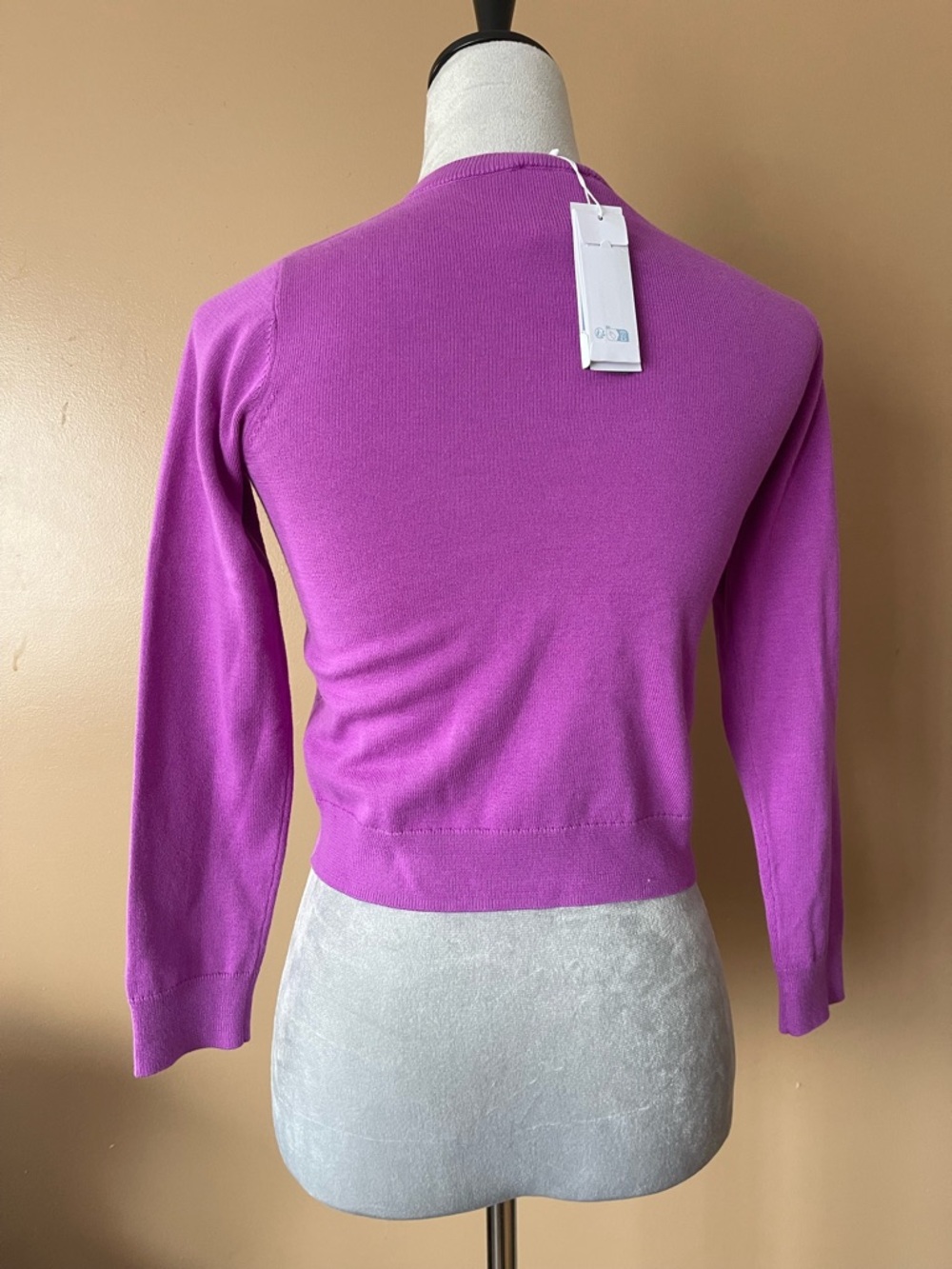 Jacadi Girls Classic Button-Front Crewneck Cardigan purple size 10 - Picture 3 of 7